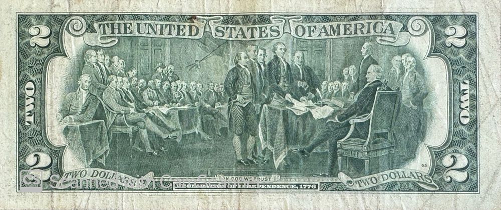 שטר בערך נקוב של 2 דולר ארה"ב, שבורך על ידי האדמו"ר רבי מנחם מנדל שניאורסאהן מליובאוויטש 