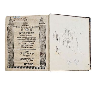 ספר תרומת הדשן, פיורדא, תקל"ח | 1778. 
ספר הפסקים הנודע מרבי ישראל איסרלין. 
רישום בעלות עתיק 