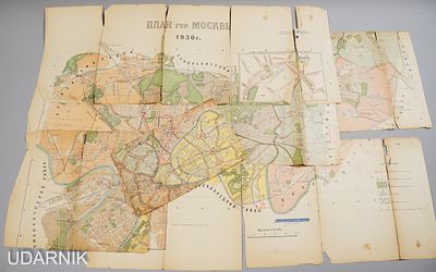 Карта Москвы (Ветхая) 1913 года. Масштаб: 1:25000. Мосрекламправиздат. Разделена на фрагменты 