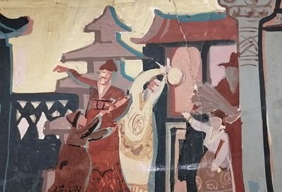 Театральная декорация «Китайский фольклор». Танцы народов мира. Рисунок, картина СССР. СК1. Изоб 