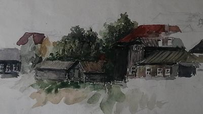 Пейзаж. Начало 20-го века. Рисунок, картина. Ж7. Художник Мишуков Ф. Я. Бумага, карандаш 