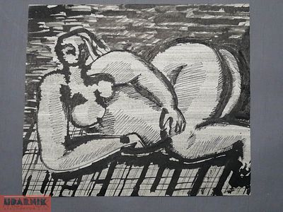 Ню эротика обнажённая девушка Авангард, нонконформизм. 1983. Ленинград. Рисунок, картина СССР. МП2. 