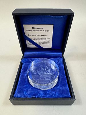 [3D - валюта] Конго. 10 франков. Корабль парусник Адмирал Михаил Адриансзон де Рюйтер. Акрил. 