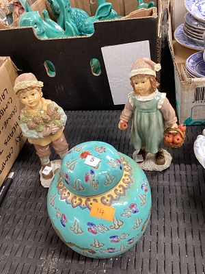 2 ornaments and ginger jar