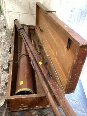 Telescope with stand in wooden box
