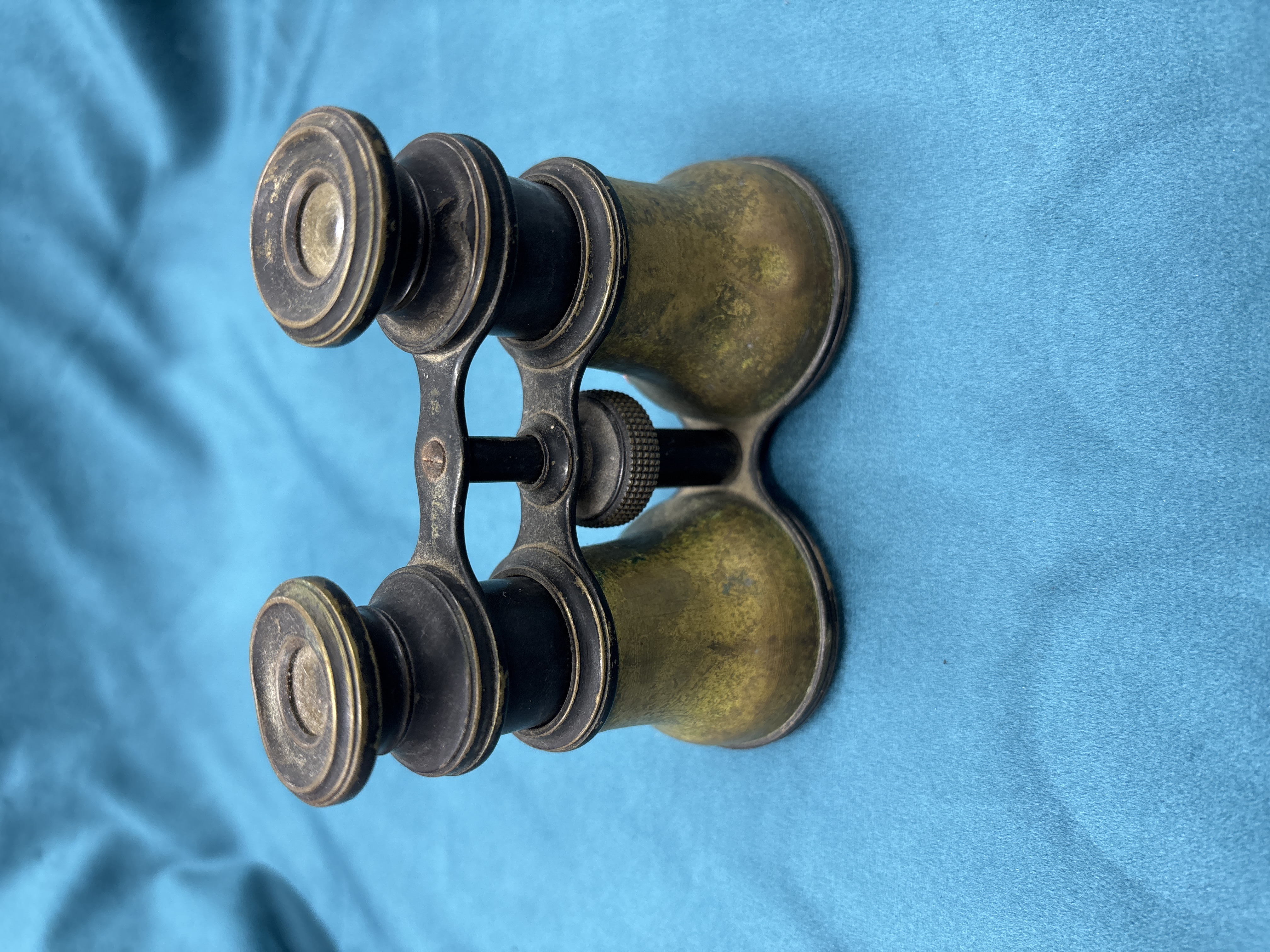 A Pair of Antique Brass and Black Lacquered Field Glasses