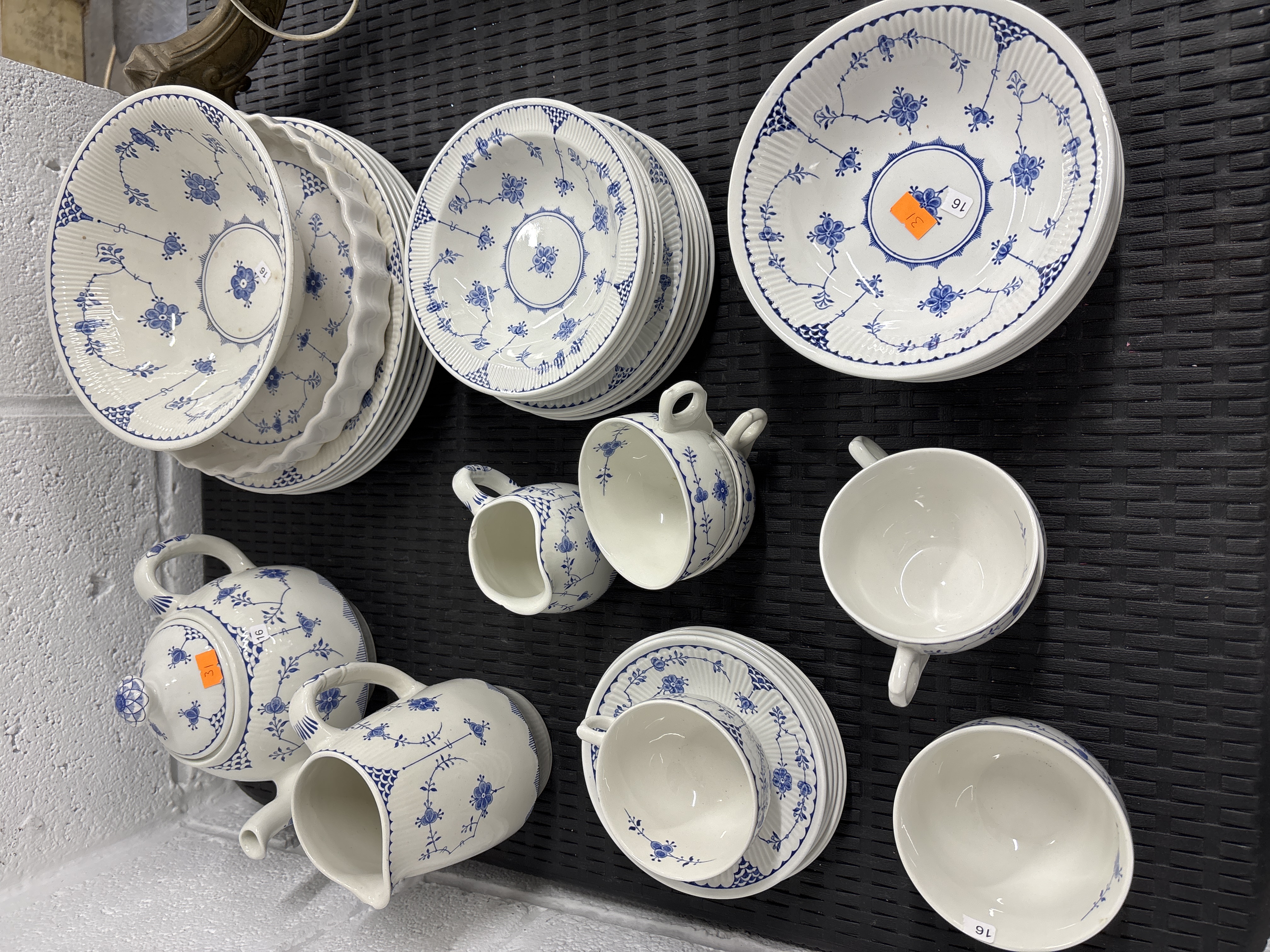 A Collection of Furnivals Limited Denmark Pattern English Earthenware Tableware