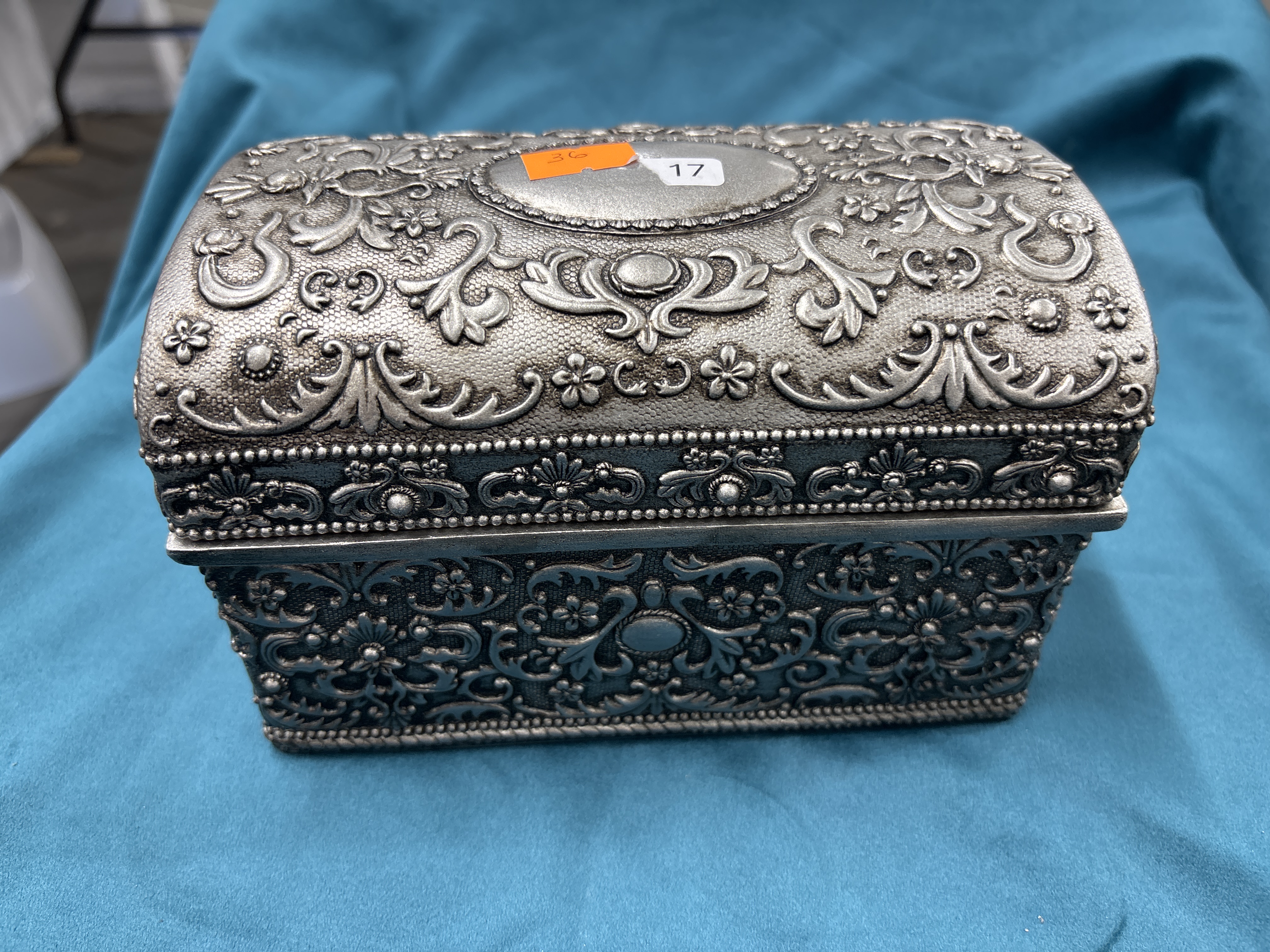 A Rococo Revival Style Silver-Plated Metal Jewellery Box