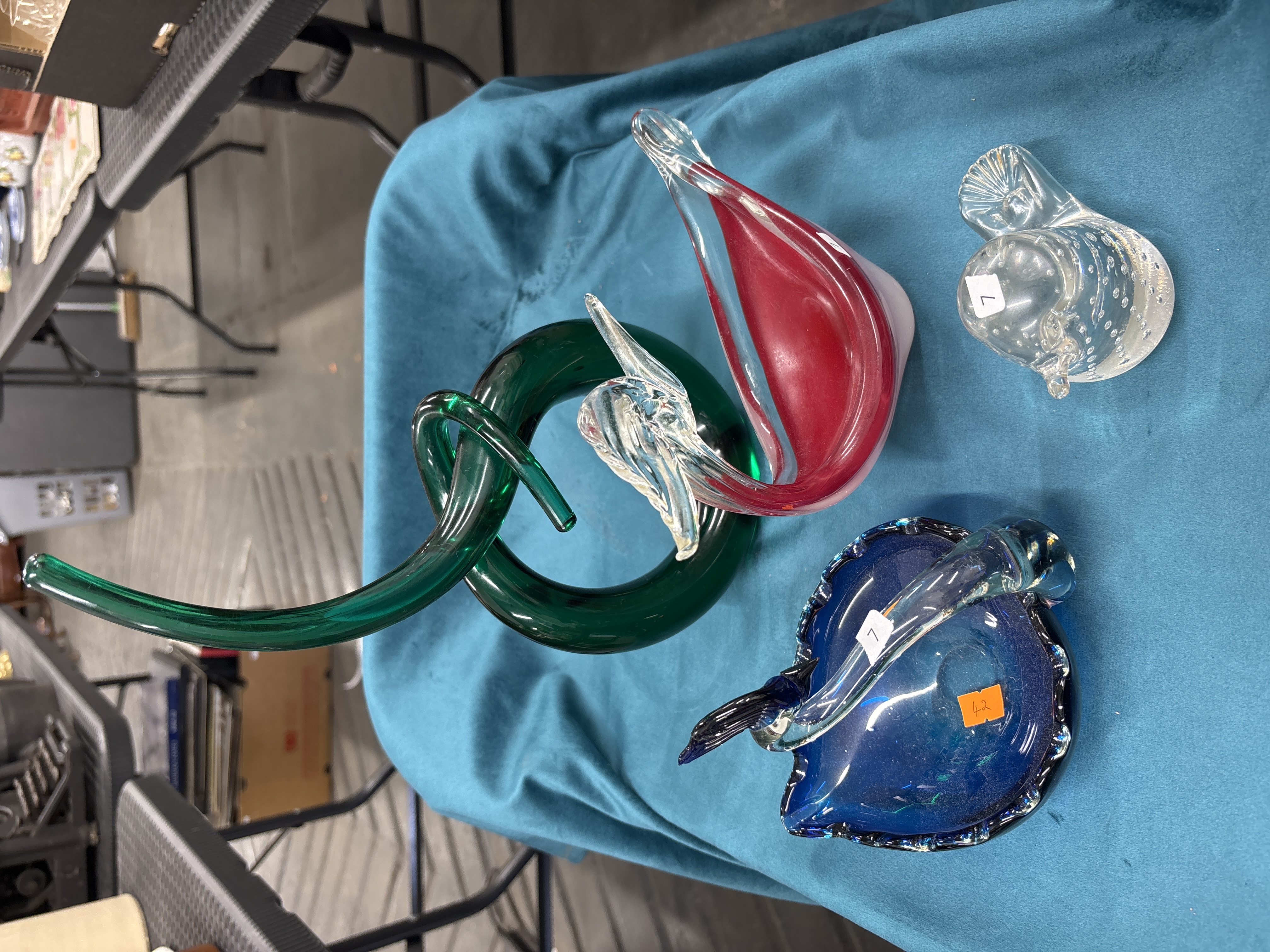 A Collection of Mid-Century Style Hand-Blown Art Glass Sculptures and Figurines