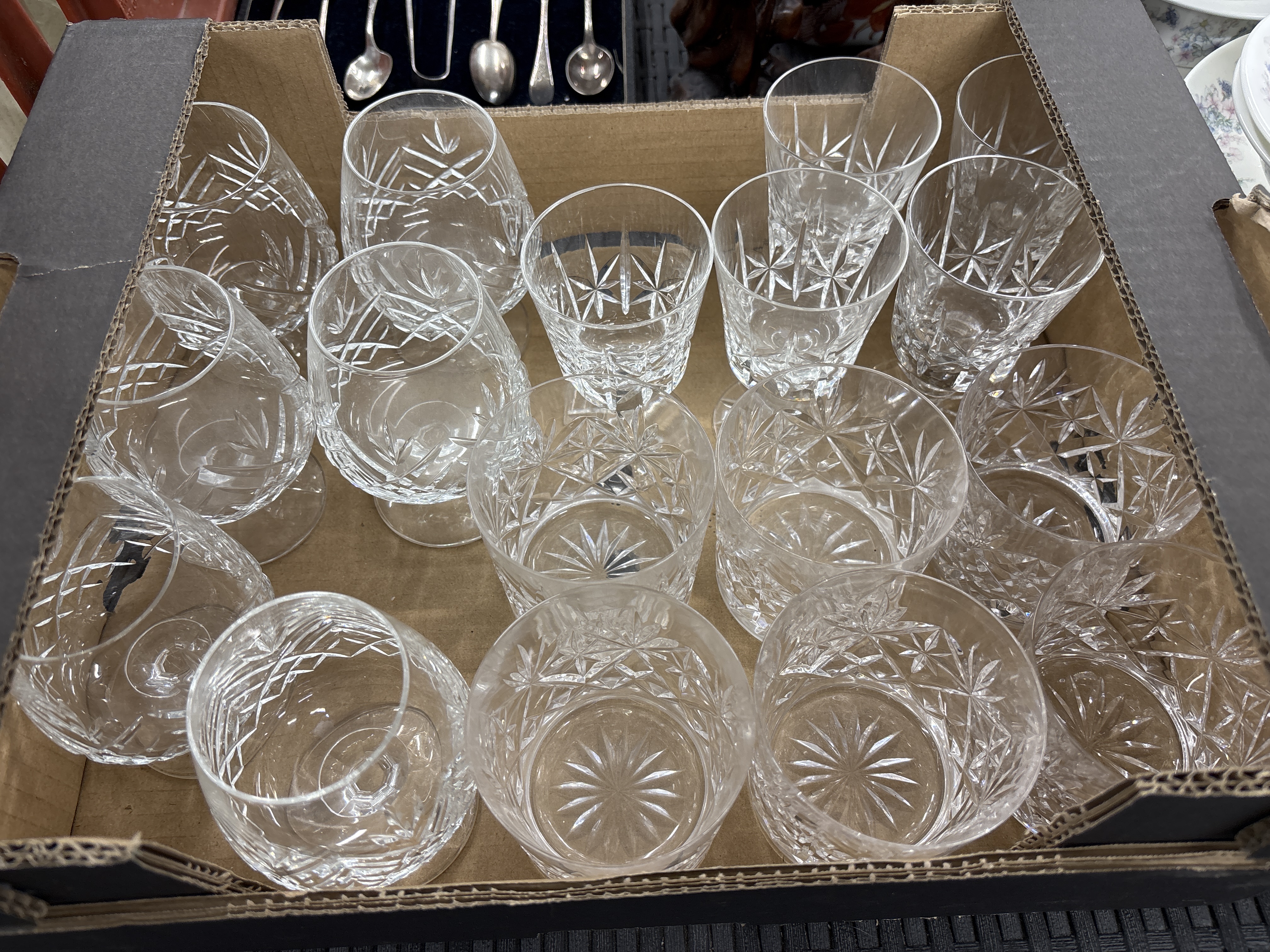 A Collection of Fifteen Cut Crystal Drinking Glasses