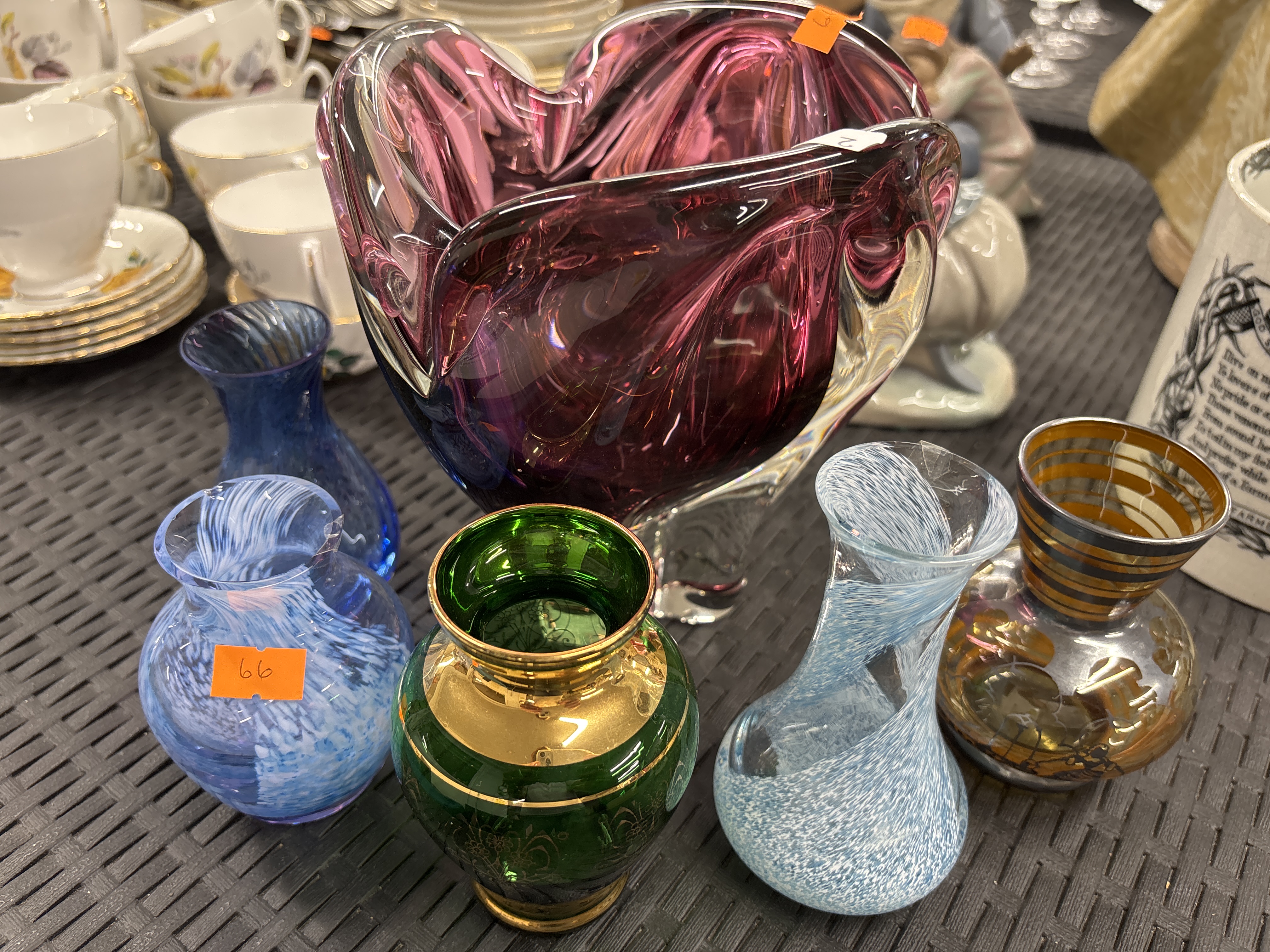 A Collection of Art Glass Decorative Vases and a Centrepiece Bowl