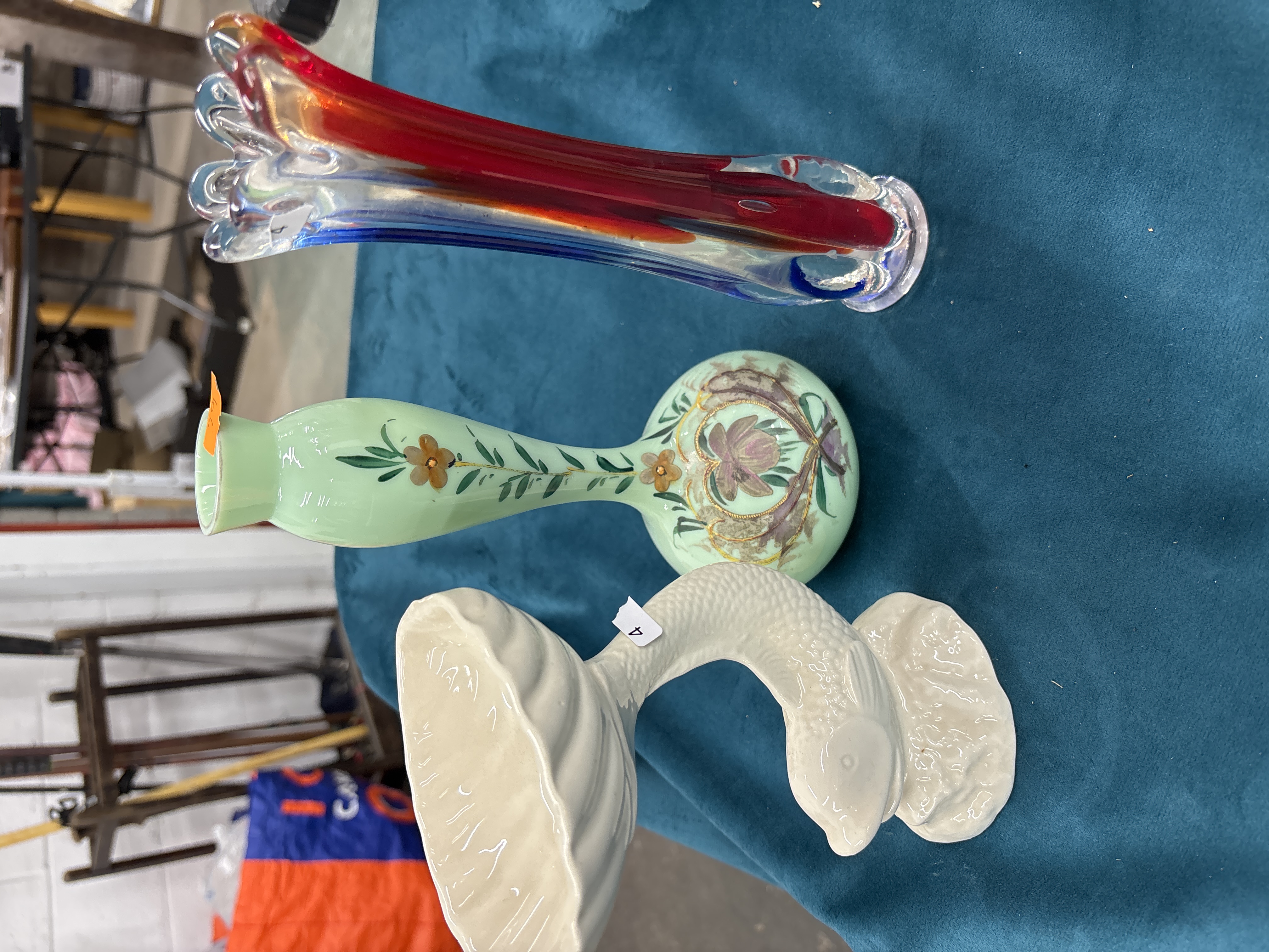 A Trio of Glass and Ceramic Decorative Objects
