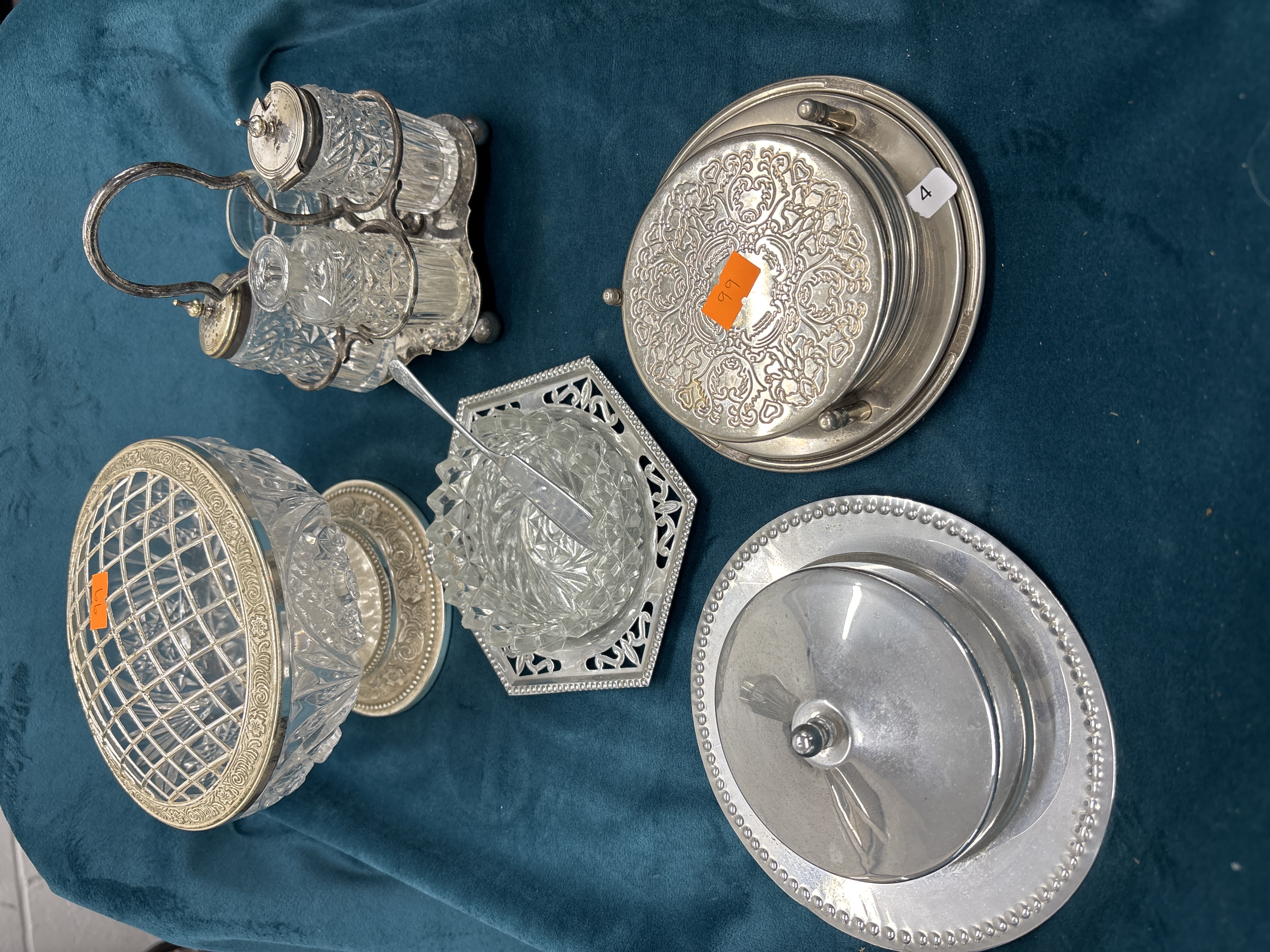 An Assortment of Silver-Plated and Cut-Glass Tableware