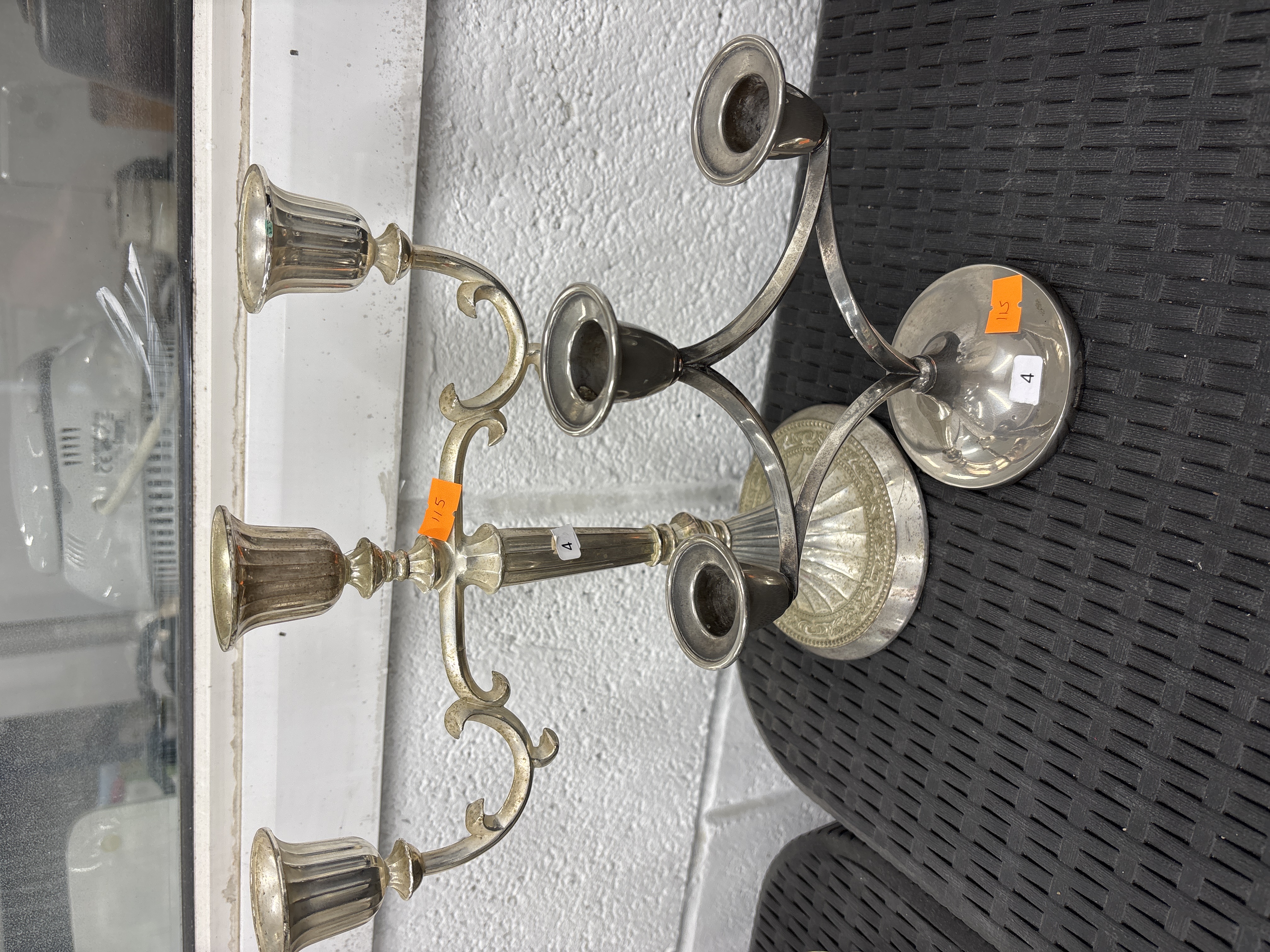 A Pair of Silver-Plated Table Candelabra