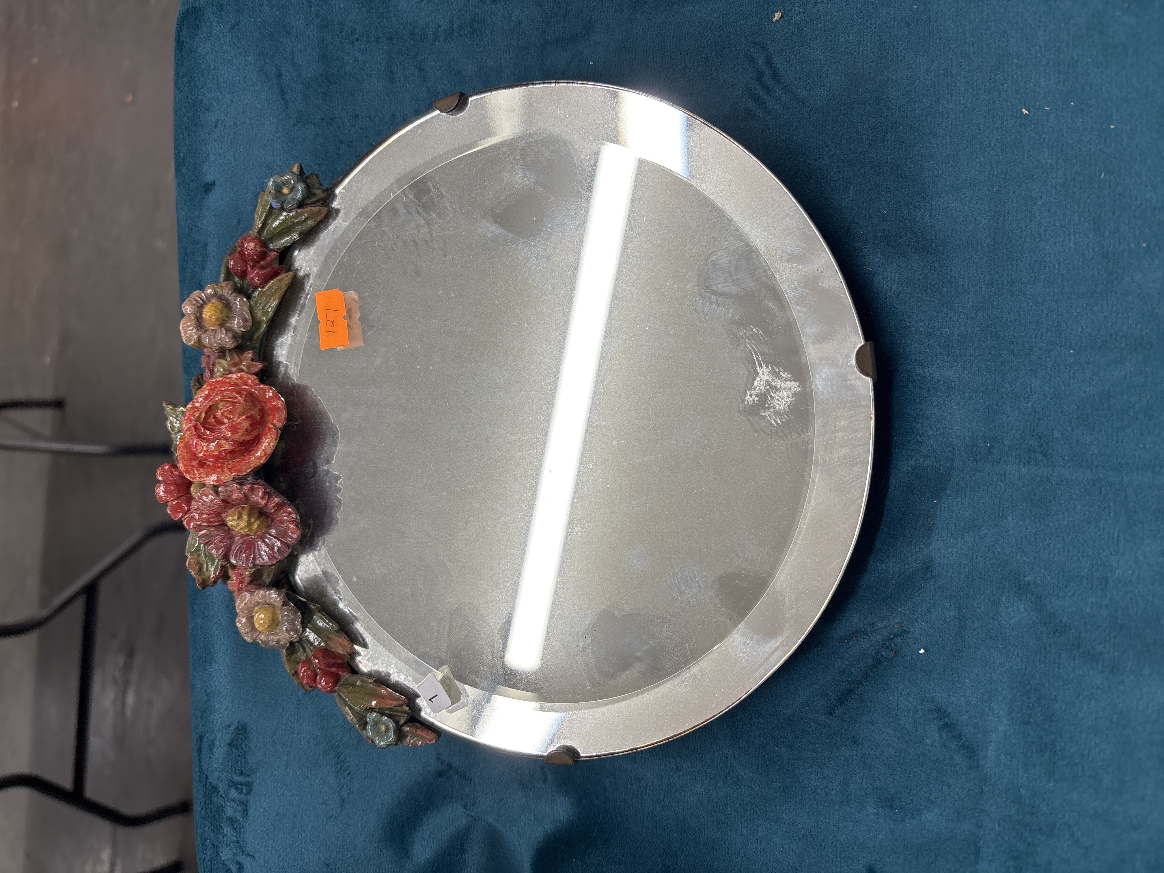 A Circular Barbola Floral Wall Mirror