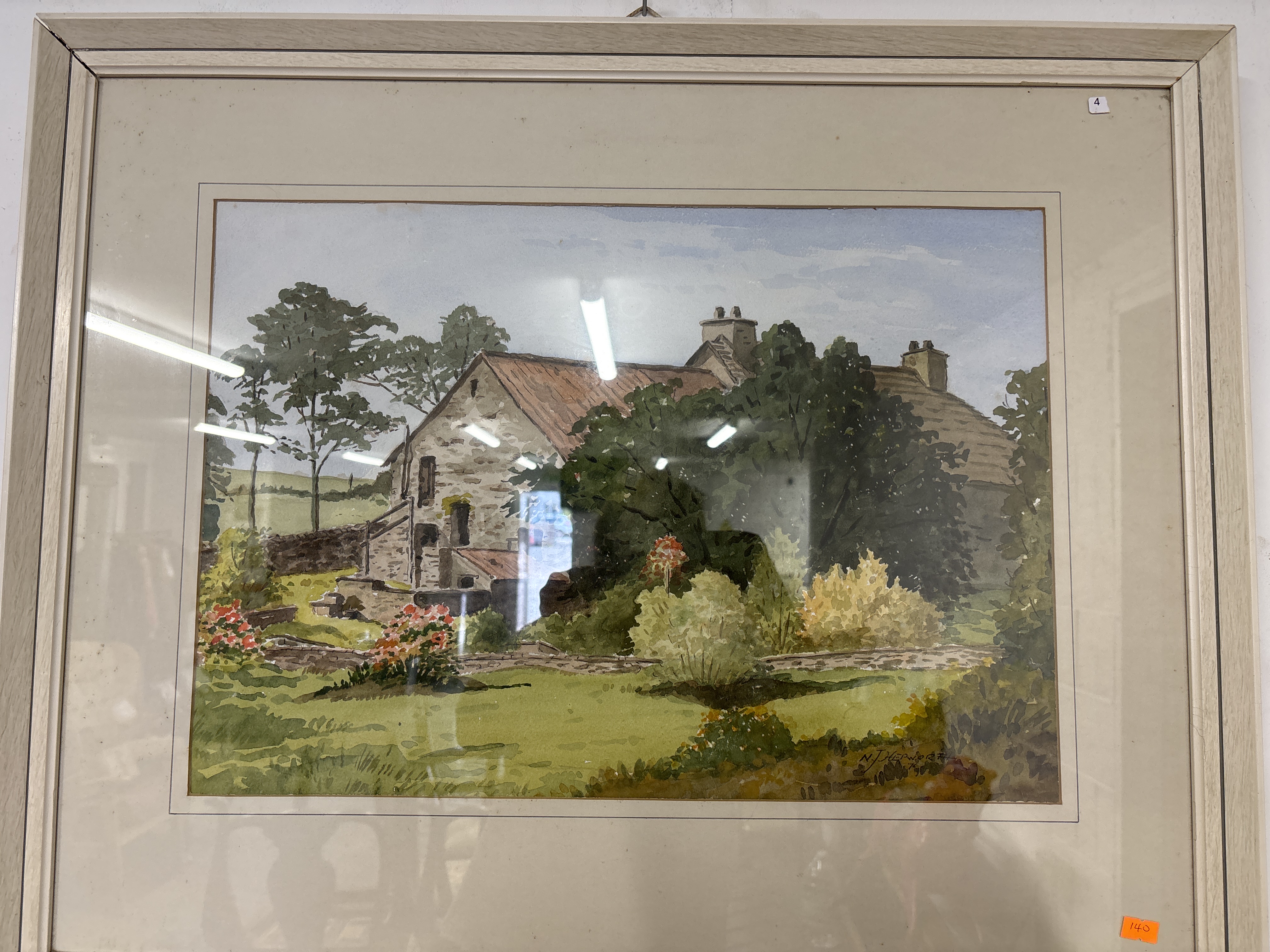 N. J. Hepworth, Rural Landscape with Stone Farmhouse, Watercolour on Paper, 1978