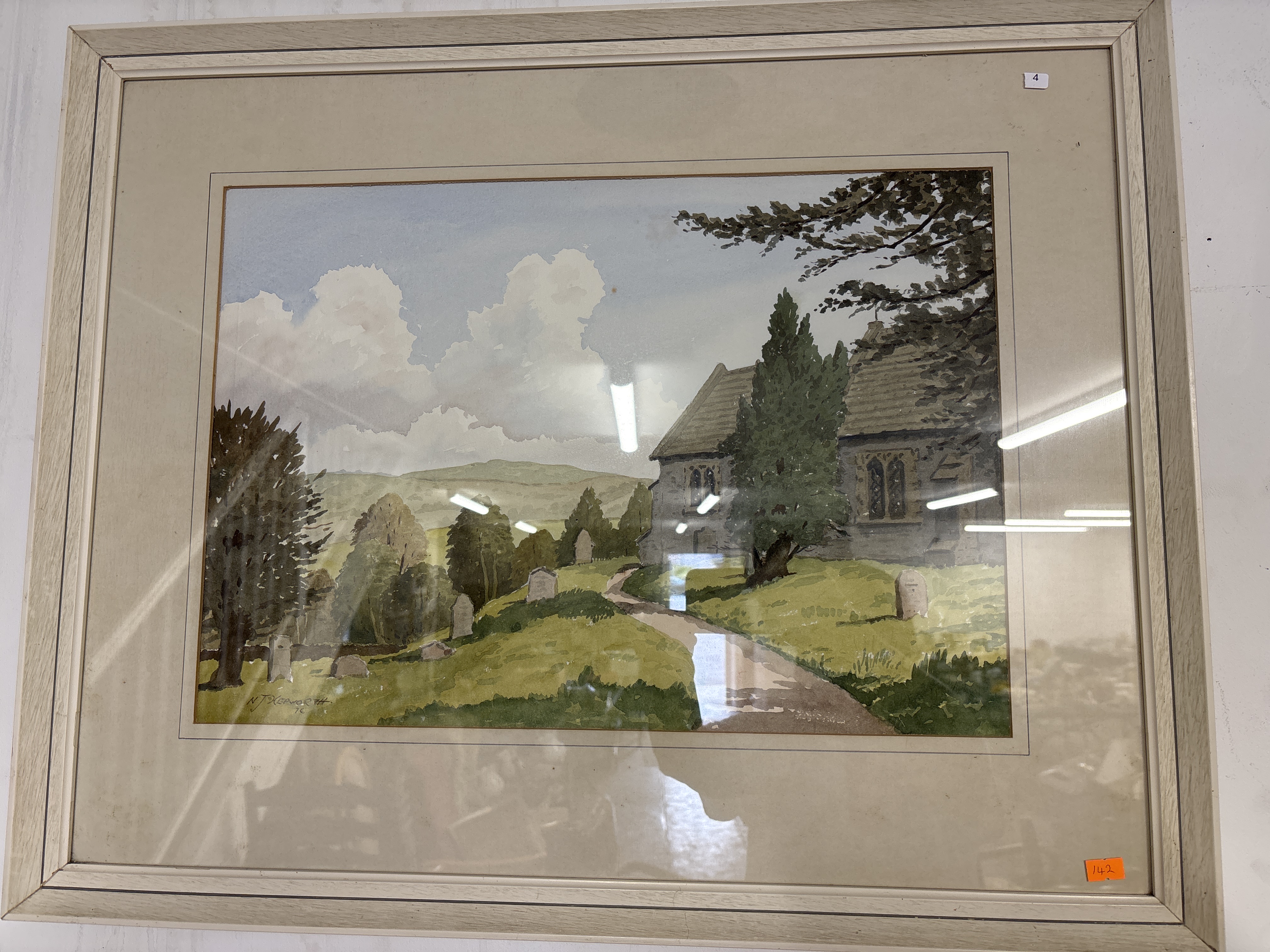 N. T. Hepworth (British, 20th Century), A Country Churchyard Landscape, Watercolor on Paper, 1978