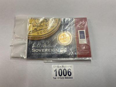 A 2000 Millennium Gold Bullion Sovereign Proof - sealed in original packet, 22ct, 7.98g