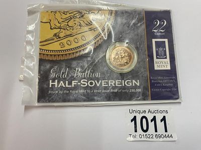 A 2000 Gold Bullion Half Sovereign sealed in original packet