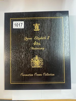A cased Queen Elizabeth II 40th Anniversary Coronation Crown Collection comprising 18 Silver