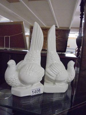 Pair of Casa Pupo Dove Porcelain Figurine Bookends H 25cm