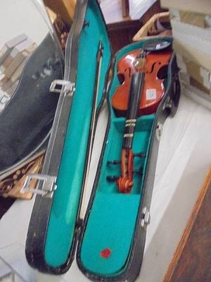 A violin in case.
