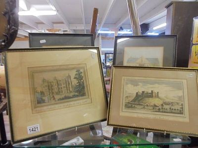 Four framed and glazed etchings.