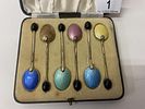 A cased set of six silver and enamel spoonsImage - 1