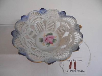 A mid 20th century porcelain lattice work dish.