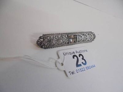 A good 20th century silver diamonte brooch set smokey stone.