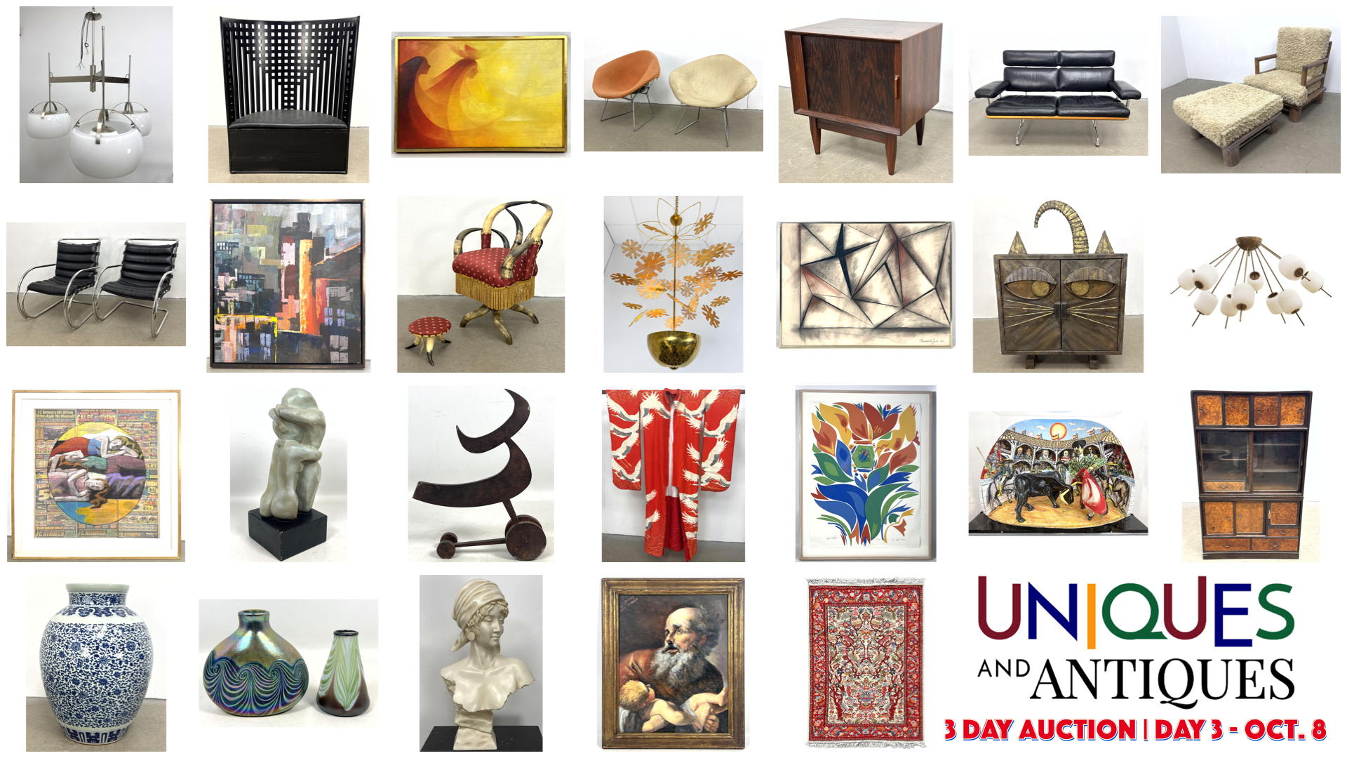 Uniques And Antiques Auction Sales | 3 Day Modern Design and Decorative