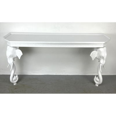 Gampel and Stoll Designer Elephant Head Leg Hall Table. White paint f. Gampel and Stoll 