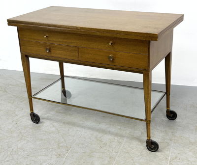 Paul McCobb for Calvin Furniture 40 inch flip top. Brass and glass lo. Paul McCobb for Calvin 