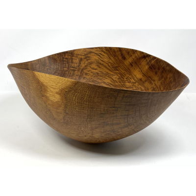 Artisan Signed Woodworker Handcrafted Bowl. Natural Oak Bowl. Dated 1989. Thin walled. Anatoly. 