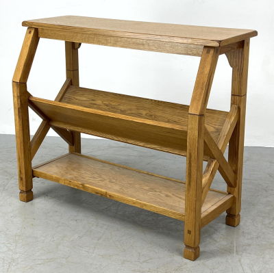 Rustic Oak Book Table with x Sides. Dimensions: H: 31.5 inches: W: 38 inches: D: 16 inches --- 