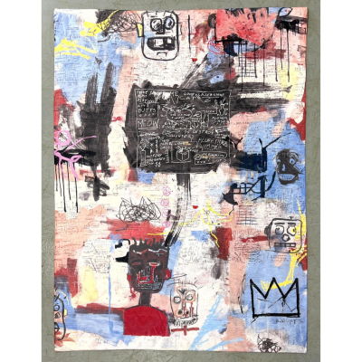 Contemporary 5'10 x 4' Jean-Michel Basquiat Carpet Wall Hanging. Contemporary 5'10 x 4' 