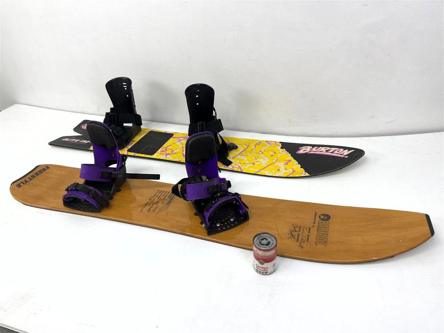 Lot 358 - 2 Vintage Snowboards. Rare 1986 Barefoot Woody with Edge