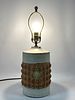 Hal Laskey for Los Artesanos Puerto Rico Stoneware Pottery Lamp. Glazed cylindrical form with Image - 2