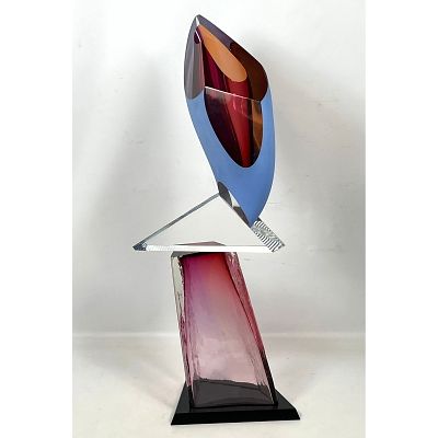 ROBERT DANE Studio Art Glass Sculpture. Modernist Colored Glass Sculpture. Assembled Glass