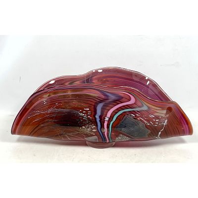 HAWTHORNE and NOWAK Art Glass Sculpture. Handcrafted Artisan Studio. Clam Shell Form. Rich