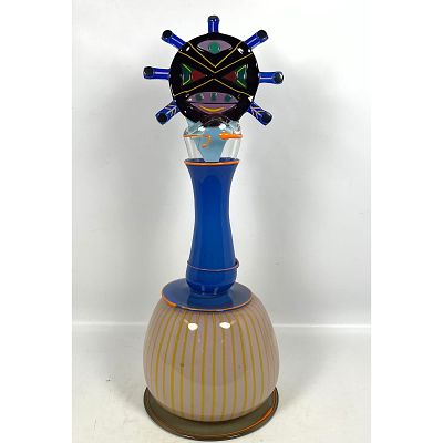 Large American Studio Art Glass Totem style Bottle Sculpture. Rich Colorful Glass. Illegibly