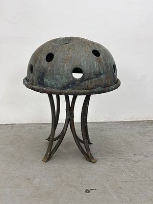 Large MELISSA STRAWSER Garden Outdoor Copper Mushroom. Large Pierced Domed Mushroom Cap on