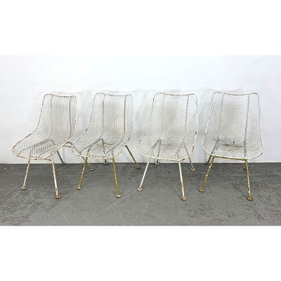 Set 4 Russell Woodard Mesh Sculptura Chairs. Outdoor Patio Garden. Dimensions: Height: 32