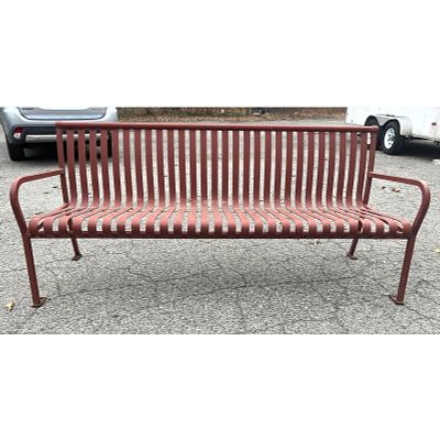 Vintage Painted Outdoor Garden Bench. Slat Construction with Solid heavy arms. Dimensions: