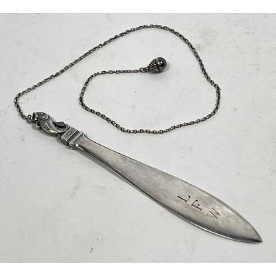 Georg Jensen Letter Opener. Sterling Silver. LFW monogram. Dimensions: Height: 4.5 inches