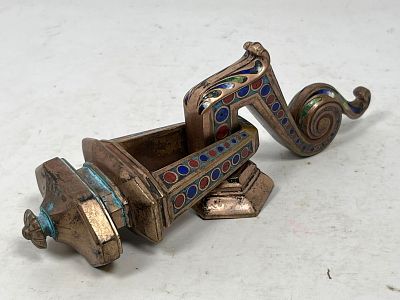 Vintage Enameled French Bronze Door Knocker. Elegant form. Dimensions: Height: 9.5 inches
