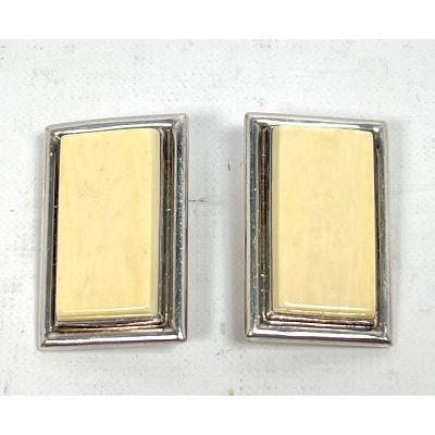 Pr REVE Modernist Sterling Silver Ivory Earrings. Clip ons. Signed. Dimensions: Height: 1