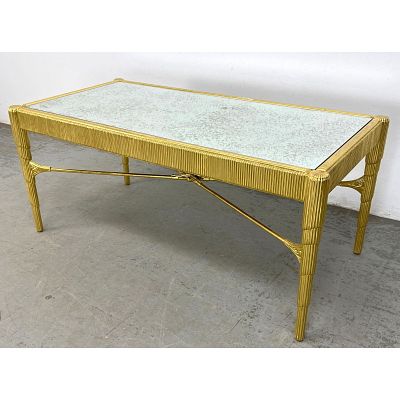 NANCY CORZINE "Curtain Cocktail" Gilt Coffee Table. High Style Decorator Table in a gilt finish 