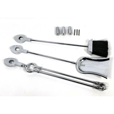 3pc Set Danny Alessandro style Fireplace Tools. Three Chrome Plated Tools with stylish 