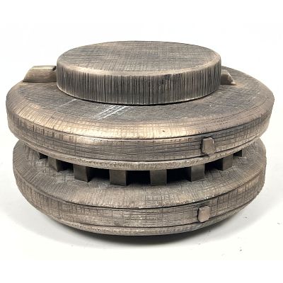 Rob Sieminski Raku Ceramic Vessel Container. Dimensions: Height: 8 inches, Width: 14 inches 